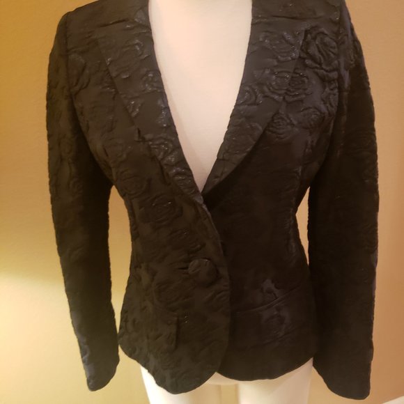 Anne Fontaine Paris Black Floral Natalia Jacket - Picture 1 of 16